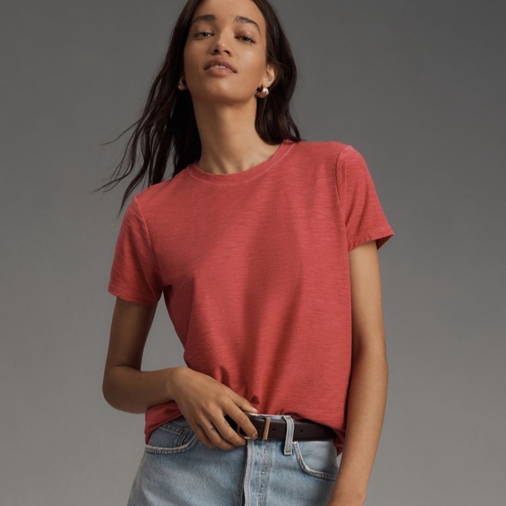 The Bennie Slim Crewneck Cotton-Slub
Tee by Pilcro Sangria Sunset